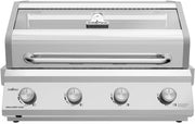 Grillfürst Gasgrill G401E - 4 quemadores de acero inoxidable, barbacoa de gas empotrable con ventana, parrilla para cocina exterior con tapa de doble pared y rejillas de acero inoxidable, modelo integrable