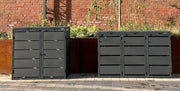 Caja clásica para 2 cubos de basura (240 L) de acero galvanizado, revestimiento metálico para 2 cubos en color antracita, robusto y resistente a la intemperie