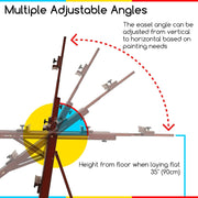 Caballete de estudio multifunción de madera de haya MEEDEN, caballete de pintura para adultos, caballete de artista, caballete de suelo, admite lienzos de hasta 195,6 cm (nogal)