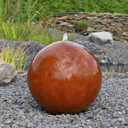 Fuente de esfera de acero corten CLGarden CSB50, fuente de jardín, juego de agua, esfera de óxido, fuente ornamental con iluminación LED
