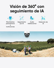 Cámara de vigilancia eufy Security WiFi 4G LTE S330, 4K UHD con movimiento horizontal y vertical, alimentación solar inalámbrica por panel solar, seguimiento de personas/vehículos por IA, con tarjeta SIM (Reacondicionado)