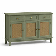 Cómoda de madera con rejilla de mimbre verde 120x40x80cm