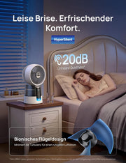 Ventilador nebulizador DREO TurboCool 516S, ventilador de mesa con oscilación de 150°+30°, enfriador evaporativo, 7.9 m/s, niebla ultrafina, 20 dB silencioso, 6 velocidades, 2 modos, control por app y mando a distancia, RGB, blanco