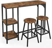 Juego de mesa de bar y taburetes HOKEEPER para 2 personas, barra de cocina, juego de mesa de pub, sala de estar, comedor (retro)