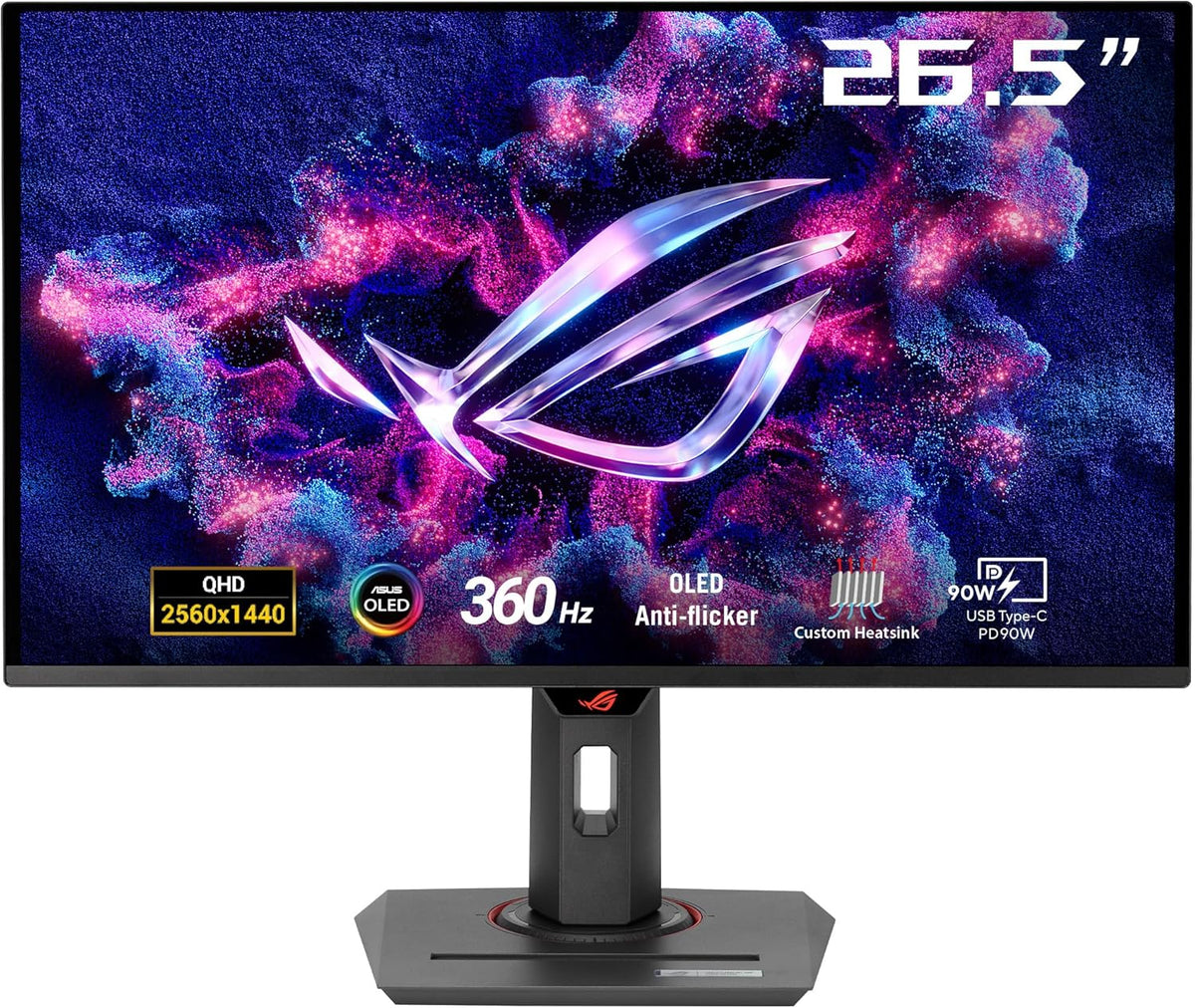 ROG Strix OLED XG27ACDNG - 27 pulgadas, panel QD-OLED QHD 1440p, 360 Hz, 0,03 ms, disipador térmico personalizado, antiparpadeo, Care+, compatible con G-Sync, 99 por ciento DCI-P3