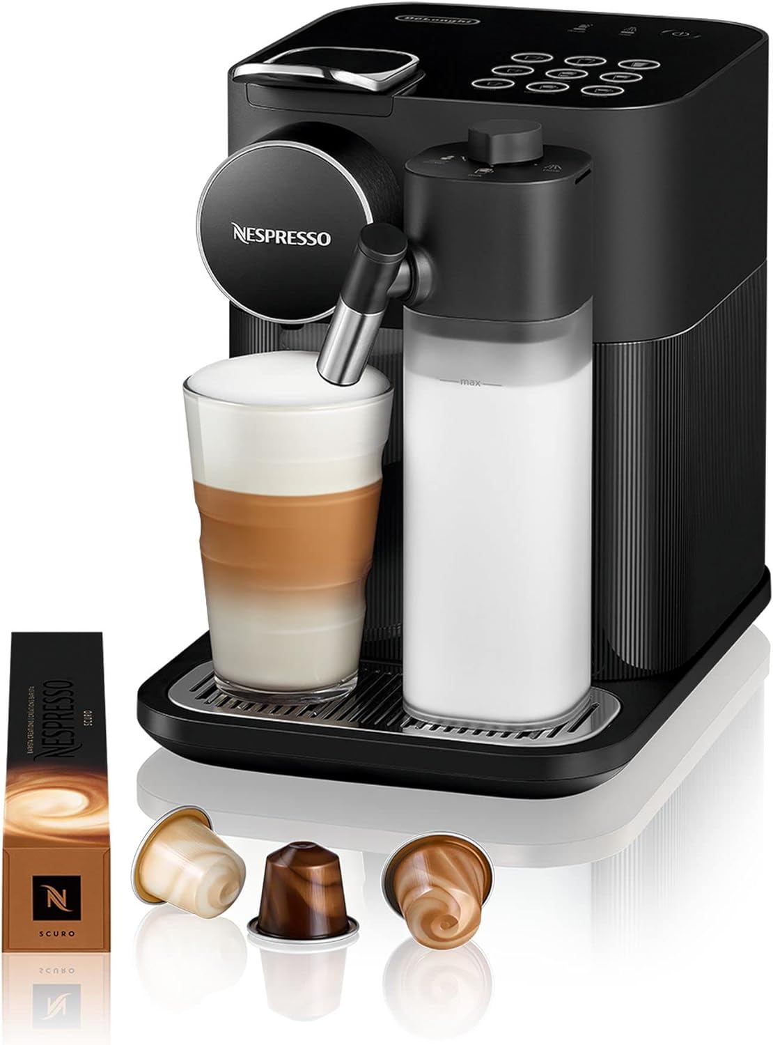 Nespresso De'Longhi EN640.W Gran Lattissima Cafetera de cápsulas con sistema automático de leche, 19 bares de presión, 1400 W, Blanco