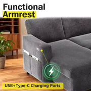 Sofá cama seccional Dyonery de 81", sofá cama en forma de L con chaise longue de almacenamiento reversible, USB, respaldo reclinable