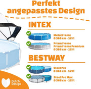 Cubierta para piscinas redondas de 12 pies/360 cm 30.80.12.70 PE Cobertor de piscina Ø366 cm cubierta transparente con construcción robusta