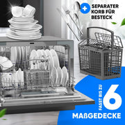 Minilavavajillas Bomann con conexión de agua | incl. manguera | Lavavajillas de sobremesa silencioso | Mini lavavajillas para cocinas pequeñas/camping | Lavavajillas pequeño con protección contra desbordamiento | TSG 7405 negro