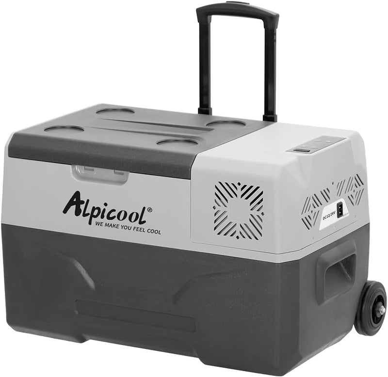 Alpicool CF55 Nevera portátil de 55 litros, mininevera eléctrica de 12 V, pequeño congelador para coche, camping, camión, barco y toma de corriente con puerto USB, de -20℃ a 20℃