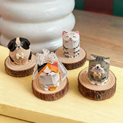 Adornos de madera tallados a mano de gatos y perros, decoración rústica para el hogar estilo bohemio de granja para escritorio