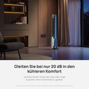 Ventilador nebulizador DREO TurboCool 765S, ventilador de torre 3 en 1 con ultrasonido, Wi-Fi y control por aplicación, depósito de 6 L, flujo de aire de 10,4 m/s, motor de CC silencioso de 20 dB, oscilación de 90°, 12 velocidades, 4 modos