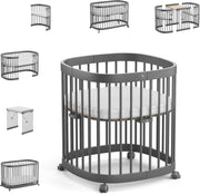 Cuna 7 en 1 tweeto®: cuna de madera evolutiva | cuna de colecho y cuna de barrotes de altura regulable | convertible en cama infantil y parque de juegos (haya natural)