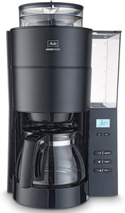 Melitta AromaFresh - Cafetera de filtro - con jarra de cristal - molinillo integrado - función de temporizador - 10 tazas - Negro puro