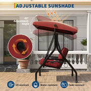 Columpio de porche para exteriores Coolmee de 3 plazas, silla columpio para patio 2 en 1 con cojines extraíbles gruesos y estructura de acero resistente a la intemperie para patio trasero y jardín