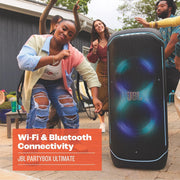 JBL Partybox Stage 120 en negro: altavoz Bluetooth portátil con sonido JBL Pro, espectáculo de luces, refuerzo de sonido con IA y asa telescópica: 12 h de autonomía