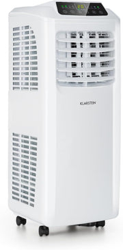 Aire acondicionado Klarstein, unidad de aire acondicionado 4 en 1, deshumidificador, ventilador y modo noche, aire acondicionado portátil con manguera de escape, control por aplicación, aire acondicionado para habitaciones de hasta 44 m², 9000 BTU, blanco