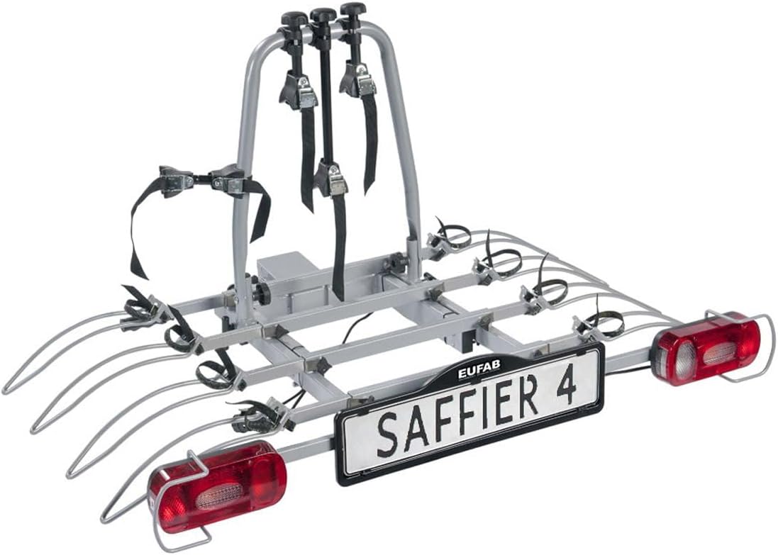Eufab - Portabicicletas basculante sobre enganche para 4 bicicletas SAFFIER - Eufab