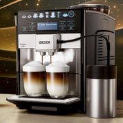 Cafetera superautomática SIEMENS EQ6 plus s700 TE657503DE, para una gran variedad de especialidades de café, boquilla para espuma de leche, molinillo de cerámica, función de doble taza, antical, limpieza automática por vapor, 1500 W, acero inoxidable