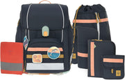 LÄSSIG Set de mochila escolar de 7 piezas para niños/School Set Boxy Unique Negro