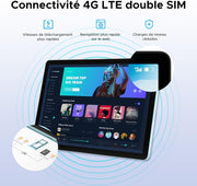 Tablette DOOGEE G6 avec carte SIM, tablette Android 15, octa-core T7250, tablette 11 pouces 90 Hz, 30 Go + 256 Go/TF 2 To, double 4G LTE, batterie 8000 mAh, appareil photo 13 MP, Wi-Fi 5G/Widevine L1/FM/OTG/Face ID