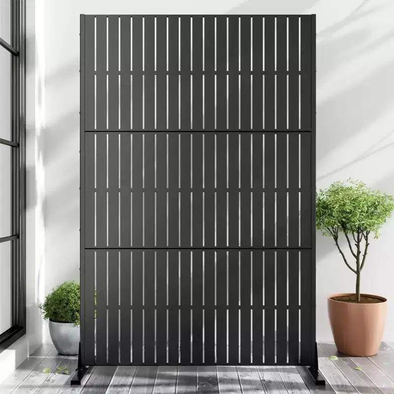 Divisor de ambientes rectangular de 72 pulgadas, panel de privacidad con marco galvanizado, valla de jardín para patio, negro