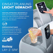 Bestway Lay-Z-SPA Spa inflable de bajo consumo Miami AirJet, Ø 180 x 66 cm, 4 personas, calefacción, protector contra heladas, 120 chorros AirJet, aislamiento de bajo consumo, cubierta térmica, azul oscuro