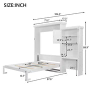 Cama Murphy tamaño queen Whisen Wood con múltiples estantes de almacenamiento y decoración estilo persiana