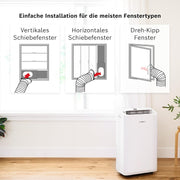 Acondicionador de aire móvil Bosch Cool 4000 - 3 en 1: aire acondicionado, deshumidificador, ventilador - 2,6 kW para habitaciones de hasta 35 m² - Con modo automático, modo silencioso y modo de suspensión