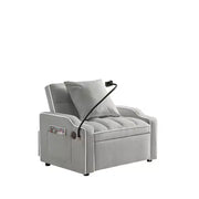 Sillón sofá convertible 3 en 1, sofá cama individual con respaldo ajustable, soporte para teléfono, USB y tipo C - ModernLuxe