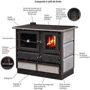 Cocina de leña Interstoves MAGNUM MBS de hierro fundido, salida por el lado izquierdo -