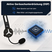 @tec BuddyChat Duo, intercomunicador para auriculares, set de 2 unidades, sistema de intercomunicación Bluetooth 3.0, alcance de hasta 1 km, cancelación de ruido DSP, resistente al agua y al polvo