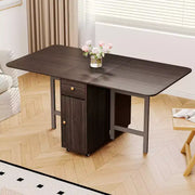 Mesa de comedor plegable ATJafurn de 59'' con alas abatibles para espacios pequeños, mesa de cocina extensible de madera rectangular con ruedas y almacenamiento