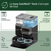 iRobot Roomba Combo 405 Plus Robot + Base AutoWash - Base multifunción - Lavado y secado de mopas - LiDAR Clearview - 75 días de autovaciado - Doble lavado con SmartScrub - Negro