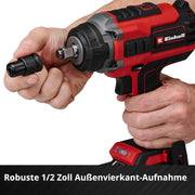 Atornillador de impacto inalámbrico profesional Einhell IMPAXXO 18/450 (1x4,0Ah) Power X-Change (18 V, 450 Nm, sin escobillas, inserción de cuadradillo exterior, incl. batería de 4 Ah, cargador, juego de vasos)