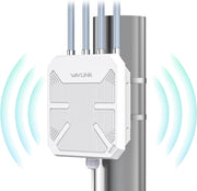 Repetidor WiFi 6 Mesh para exteriores de largo alcance AX3000, punto de acceso Gigabit de doble banda para exteriores WN573HX3 PoE/potente amplificador WiFi inalámbrico (4 antenas de 8 dBi, resistente al agua IP67, MU-MIMO, 256 dispositivos)