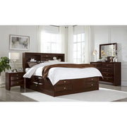 Cama de madera maciza color espresso con ocho cajones