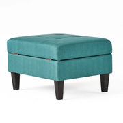 Otomana de almacenamiento de tela capitoné — Azul oscuro / Gris oscuro / Gris claro / Rojo intenso / Canela oscuro / Verde azulado, 1 plaza