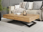WFL GROUP Mesa de centro elevable y extensible Cavetta X - Mesa de salón, mesa de comedor, mesa multifunción 120-200/80/27-76 cm, roble Craft