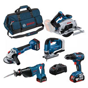 KIT COMBI 5 HERRAMIENTAS BOSCH 18V: GSR 18V-55 + GWS 18V-10 + GKS 18V-57-2 + GSA 18V-LI + GST 18V-125 B + 3 BATERÍAS 4.0 AH + GAL 1880CV + BOLSA L (C) PROFESSIONAL