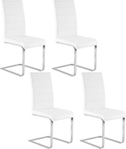 WOLTU Juego de 4 sillas de comedor, silla cantilever, silla voladiza, silla de cocina, silla tapizada, con respaldo alto, piel sintética, para comedor, mesa de comedor, cocina, sala de estar, oficina, blanco, BH378ws-4