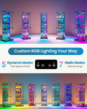 Vitrina de cristal Lvifur con iluminación LED y cajones, vitrina vertical con sensores inteligentes, vitrina de cristal y madera de 5 niveles para objetos de colección, vino, salón, dormitorio