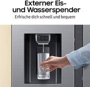 Frigorífico americano Samsung RS90F67BETEF, nevera con congelador AI, 178 cm, 614 l, dispensador de hielo/agua con depósito, Family Hub, modo AI Energy y control por voz, aspecto de acero inoxidable