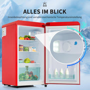 Refrigerador con congelador Merax, combinación frigorífico-congelador, frigorífico pequeño con 51L y congelador de 21L, silencioso, LED, estantes de vidrio, cajón para verduras, estantes en la puerta, para cocina, sala de estar, oficina, negro