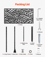 VEVOR Biombo, 120x50,8x183 cm, paredes y paneles de privacidad para exteriores, separador de ambientes independiente con soporte, divisor decorativo para balcón, terraza, interiores, negro