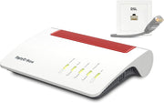 AVM Fritz!Box 7590 AX (Router Wi-Fi 6 DSL con 2400 Mbps (5 GHz) y 1200 Mbps (2,4 GHz), hasta 300 Mbps con VDSL Supervectoring 35b, malla WLAN, base DECT, versión en alemán)