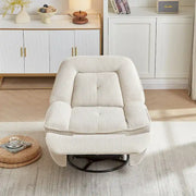 Sillón reclinable giratorio de pana con deslizamiento, reposapiés para sala de estar