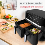 Freidora de aire Moulinex Dual XXL 11L, 8 personas o más, cesta grande hasta 3 kg, 7 programas predefinidos, Dual Easy Fry XXL, EZ9428F0, negro