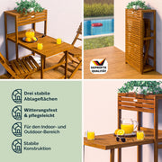 Set de balcón Casaria® para 2 personas, resistente a la intemperie, plegable, madera con certificación FSC®, capacidad de carga de 160 kg, 94x61x117 cm, para jardín, balcón, terraza, 3 piezas, muebles de balcón
