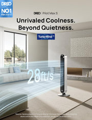 Ventilador de torre inteligente Dreo 25 dB más silencioso con control por voz, ventilador WiFi para Alexa, control por APP, ventilador de pie oscilante de 120°, 12 velocidades, 4 modos, temporizador de 12 horas, Pilot Max S
